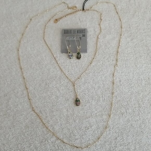 New Robert Lee Morris Soho Abalone Dangle Earrings - Picture 2 of 6